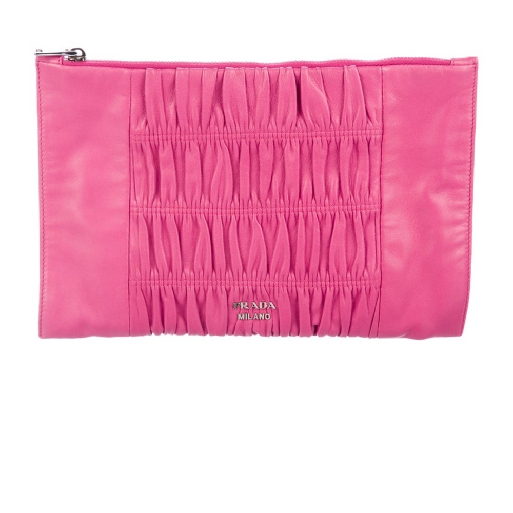 Authentic Prada Leather Clutch (Hot Pink)